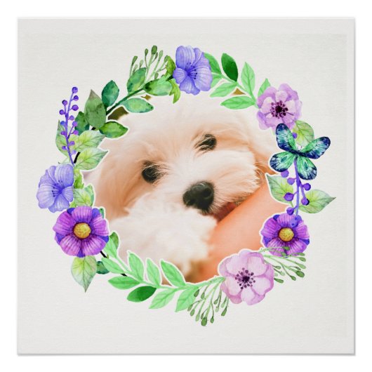 フラワーフレームの写真のポスカスタムター ポスター (正面)