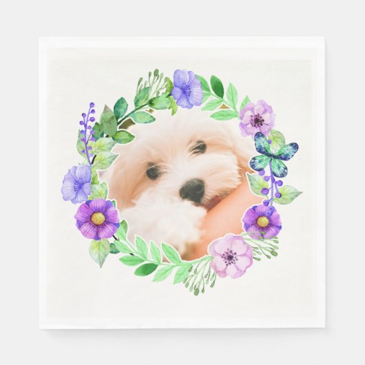 フラワーフレームの写真紙ナプキン スタンダードランチョンナプキン (正面)