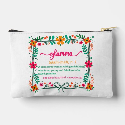 フラワーフレームグラムマ祖母の定義 アクセサリーポーチ (裏面)