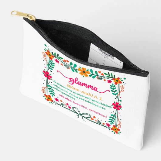 フラワーフレームグラムマ祖母の定義 アクセサリーポーチ (見開き)