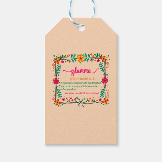 フラワーフレームグラムマ祖母の定義 ギフトタグ (正面)