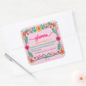 フラワーフレームグラムマ祖母の定義 スクエアシール (封筒)