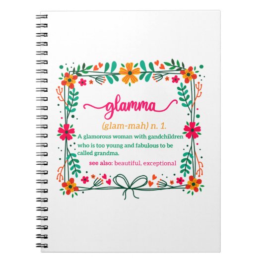 フラワーフレームグラムマ祖母の定義 ノートブック (正面)