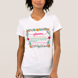フラワーフレームグラムマ祖母の定義 Tシャツ