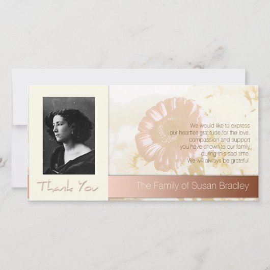 フラワーフレームフォト悔やみや弔慰ありがとうP サンキューカード (正面)