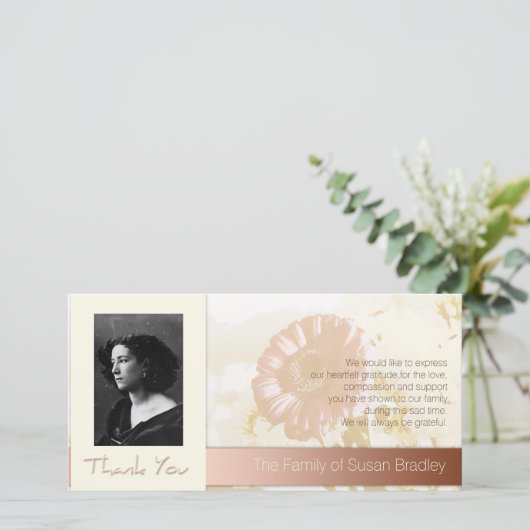 フラワーフレームフォト悔やみや弔慰ありがとうP サンキューカード (スタンド正面)