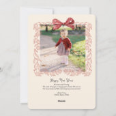 フラワーフレームホリデーボーフォトホリデーカード シーズンカード (裏面)