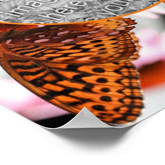 フラワーフレーム上の蝶あなた自身の写真を作成 ポスター (角)