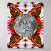 フラワーフレーム上の蝶あなた自身の写真を作成 ポスター (正面)