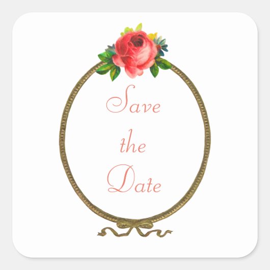 フラワーフレーム角型ステッカー スクエアシール (正面)