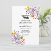 フラワーフレーム70誕生日写真パーティー 招待状 (スタンド正面)