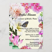 フラワーフレーム&バタフライブライダルシャワー招待 招待状 (正面/裏面)