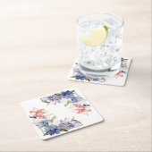 フラワーフレーム：パーソナライズされたの結婚コースター スクエアペーパーコースター (インサイチュ)