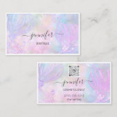 フラワーフレームQRコードカスタムロゴホログラフィック 名刺 (正面/裏面)