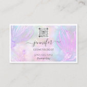 フラワーフレームQRコードカスタムロゴホログラフィック 名刺 (裏面)