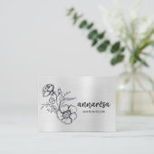 *～*フラワーフローラエレガントの銀色のロゴ写真QR 名刺 (スタンド正面)