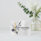 *~*フラワーフローラシルバーロゴQRフォト金ゴールド 名刺 (スタンド正面)