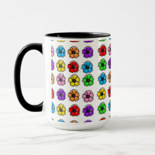 フラワーフローラドードルラインアートウォーターカラー抽象芸術 マグカップ