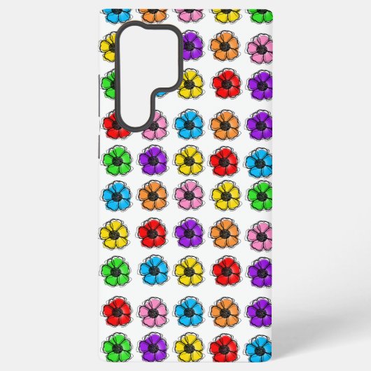フラワーフローラドードルラインアートウォーターカラー抽象芸術 SAMSUNG GALAXYケース (裏面)