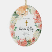 フラワーフローラパーソナライズされたガールバプテスマオーナメント セラミックオーナメント (右)
