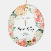 フラワーフローラパーソナライズされたガールバプテスマオーナメント セラミックオーナメント (左)