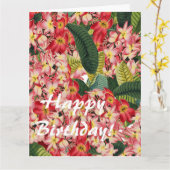 フラワーフローラボタニックプルメリアビッグ誕生日カード カード (黄色い花)