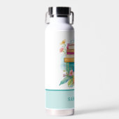 フラワーブック&バックパックカラフル水彩色 ウォーターボトル (正面)
