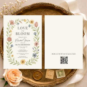 フラワーブライダルシャワーのQRコード「Love In Bloom」 招待状