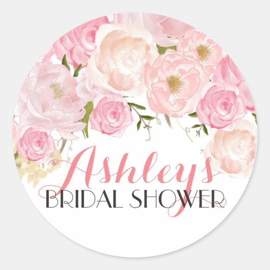フラワーブライダルシャワーシール ラウンドシール (正面)