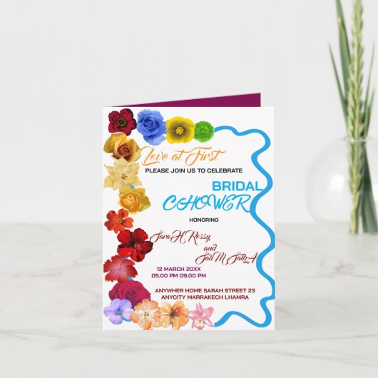 フラワーブライダルシャワー招待状 ワイルドフラワーブライダル 招待状 (正面)