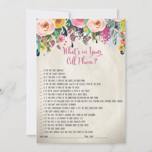 フラワーブライダルシャワー　あなたの携帯電話の中は？ゲーム (正面)