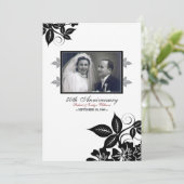 フラワーブラウス記念日パーティー招待状（黒） 招待状 (スタンド正面)