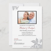 フラワーブラウス記念日パーティー招待状（黒） 招待状 (裏面)