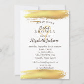 フラワーブラシ金ゴールドストロークブライダルシャワー 招待状 (正面)