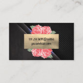 フラワーブラックテクスチャメッシュ背景 名刺 (裏面)