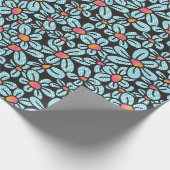 フラワーブラックポップ・アートのラッピング紙 ラッピングペーパー (角)