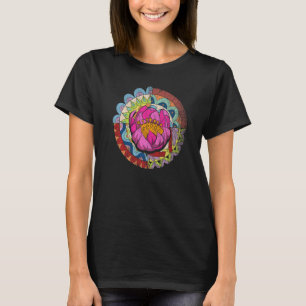 フラワーブラッサム ボヘミアン スピリチュアル マンダラ ヨガ カラフル Tシャツ