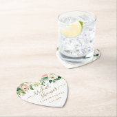 フラワーブラッシュゴールドピンクコンフェッティ ブライダルシャワー ペーパーコースター (インサイチュ)