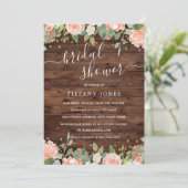 フラワーブラッシュゴールドラスティックウッド ブライダルシャワー 招待状 (スタンド正面)