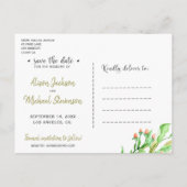 フラワーブラッシュサージェガーデンリース結婚式の招待状保存日付 案内ポストカード (裏面)