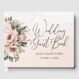 フラワーブラッシュピンクの結婚式カスタマイズゲストブック ゲストブック