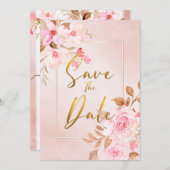 フラワーブラッシュピンクベイビーシャワーセーブザデート招待状 招待状 (正面/裏面)