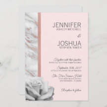 フラワーブラッシュピンク ローズゴールド フォイル グレー ウェディング