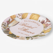 フラワーブランチとバブルリーなブライダルシャワー ペーパープレート (アングル)