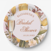 フラワーブランチとバブルリーなブライダルシャワー ペーパープレート (正面)
