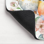 フラワーブランチの水彩鳥 マウスパッド (コーナー)