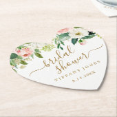 フラワーブルッシュゴールドピンクコンフェッティ ブライダルシャワー ペーパーコースター (アングル)