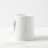 フラワーブルドスの頭蓋骨水彩アート コーヒーマグカップ (中央)