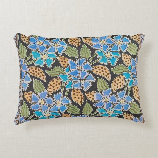 フラワーブルーエレガントペリウィンクルフローラクラシック アクセントクッション (正面)