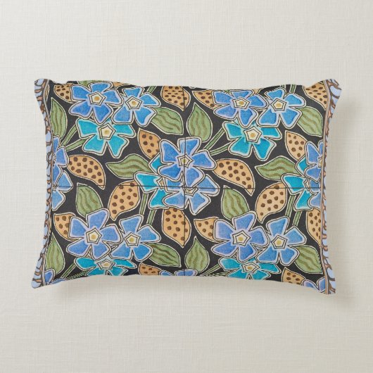 フラワーブルーエレガントペリウィンクルフローラクラシック アクセントクッション (裏面)